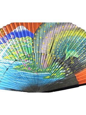 Decorative Fan Peacock Nature Scene Foldable Art wall decor bird